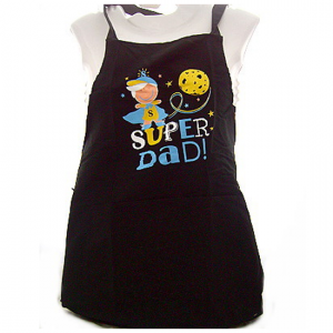 Super Dad Black Cotton Full Length Novelty Apron