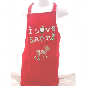 I Love Santa Red Kids Christmas Baking Apron