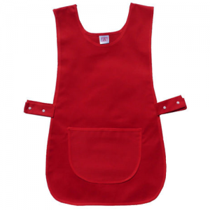 Bright Red Work Tabard Apron with Front Pocket