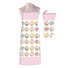 Pink Gingham Matching Cupcake Apron and Oven Glove Set