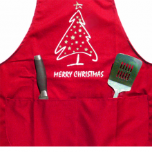 Festive Full Length Red Merry Christmas Tree Apron