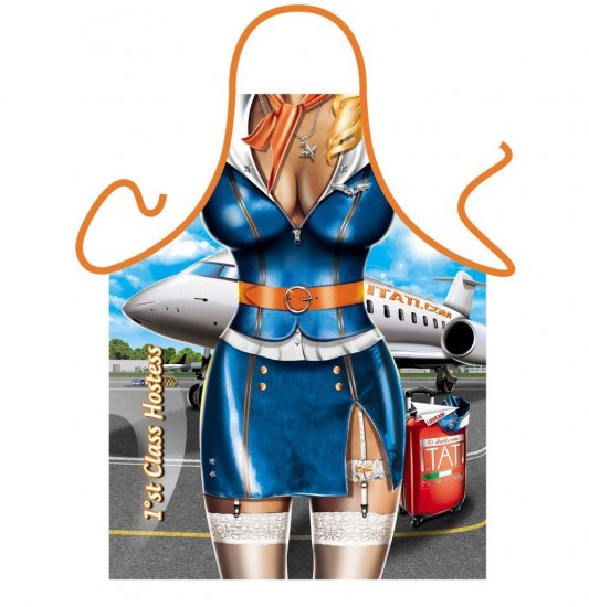 Naughty Air Hostess Sexy Ladies Funny Apron - Click Image to Close