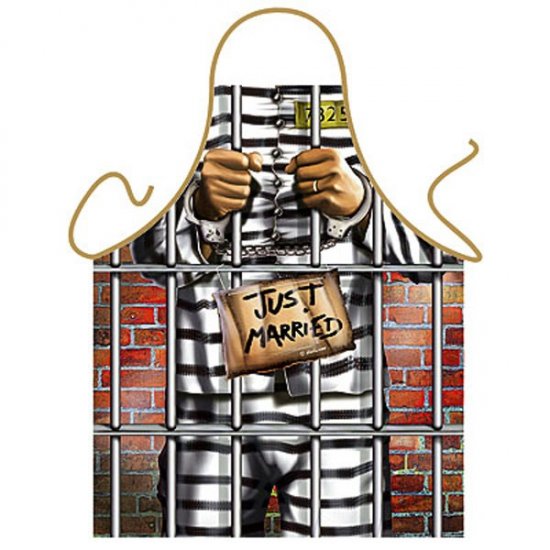 Just Married Funny Mens Jail Apron - Click Image to Close