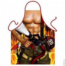 Super Hot Naked Muscly Fireman Mens Apron