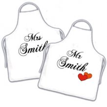 His & Her Mr & Mrs Personalised Names Apron Set