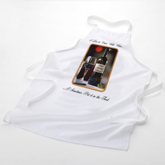 Cooking With Wine Personalised Message Apron - Click Image to Close