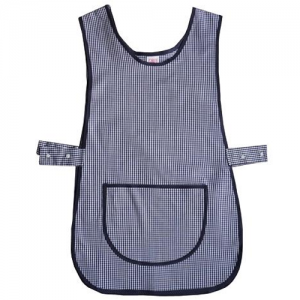 Navy Blue Gingham Pattern Tabard With Pocket