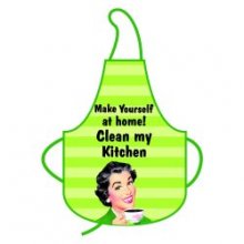 Clean My Kitchen Funny Retro Green Apron