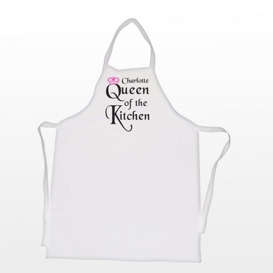 Personalised Name Queen of Kitchen Novelty Apron - Click Image to Close