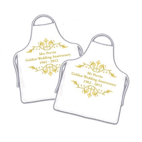 Personalised Couples Golden Anniversary Funky Aprons - Click Image to Close