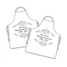 Cute Personalised Wedding Anniversary Couples White Aprons Cute Personalised Wedding Anniversary Couples White Aprons