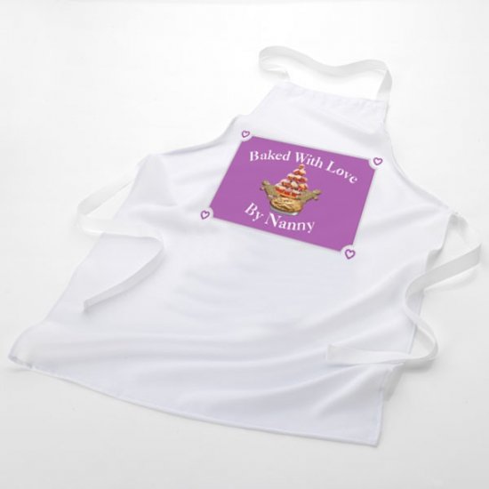 Baked With Love Personalised Name White Baking Apron - Click Image to Close