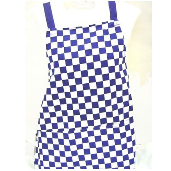 Traditional Chef Blue and White Chequered Kitchen Apron - Click Image to Close