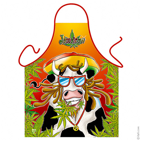 Funny Jamaicow Get High Novelty Apron - Click Image to Close