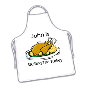 Funny Personalised Name Christmas Turkey Stuffer Apron - Click Image to Close