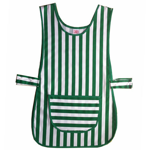 Green and White Striped Size Adjustable Work Tabard - Click Image to Close