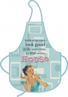 Its Me Or The House Blue Retro Apron - Click Image to Close