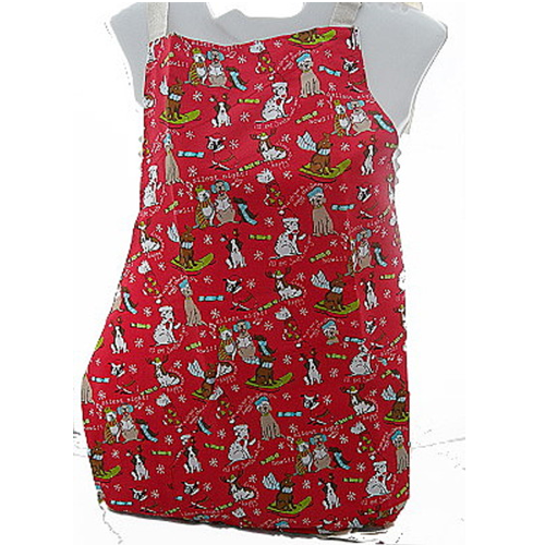 Novelty Dogs Funny Christmas Red Cotton Apron - Click Image to Close