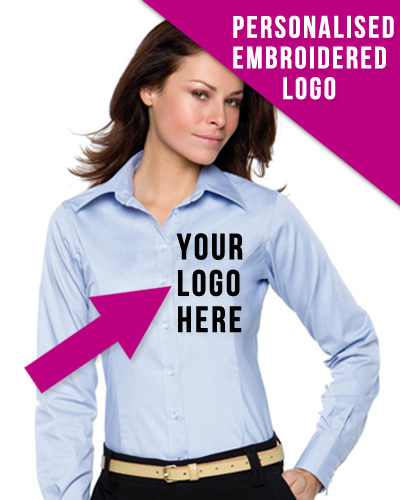 Corporate Logo Embroidered Quality Long Sleeved Ladies Blouse - Click Image to Close