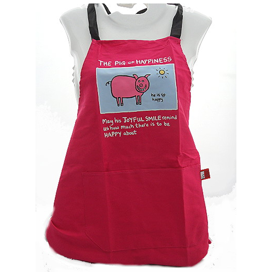 Pig of Happiness Edward Munkton Fun Cotton Apron - Click Image to Close