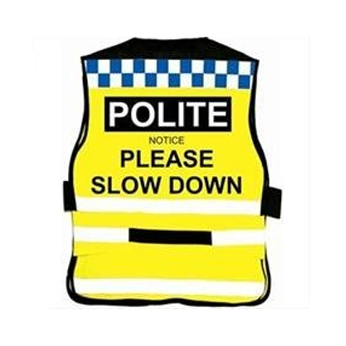 Slow Down High Visibility Equine Safety Tabard - Click Image to Close