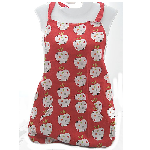 Red Polka Dot Apple Cute Cotton Baking Apron - Click Image to Close