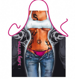 Sexy Tattooed Chick Novelty Ladies Apron - Click Image to Close