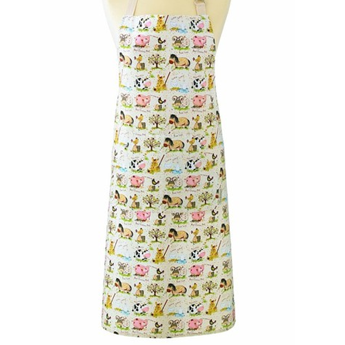 Vintage Style Farmyard Animals Novelty Cotton Apron - Click Image to Close